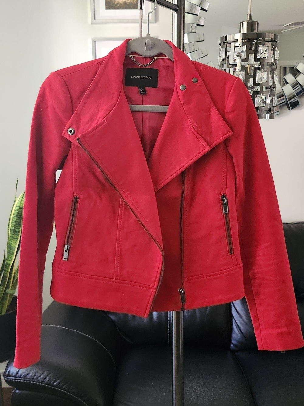 Banana Republic Women's Red Moto Jacket- Size XS